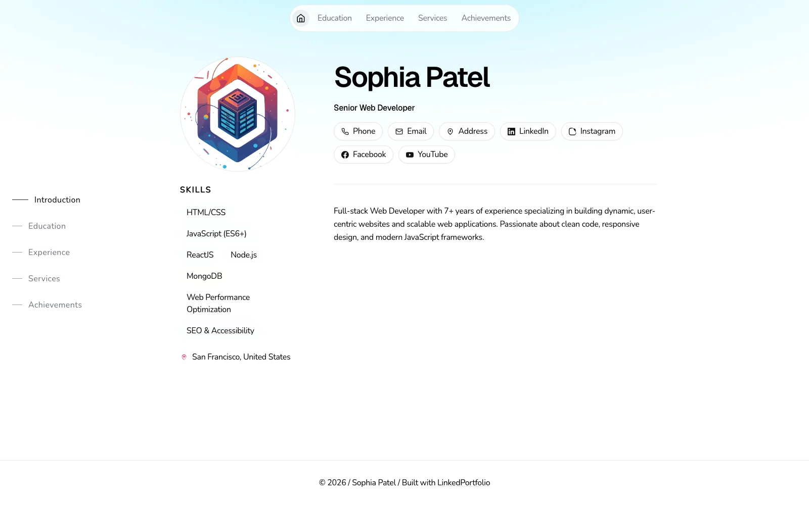 Sophia Patel — Lumina · Modern Tech